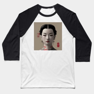 Beaux Animes Art, Ukiyo-e Irezumi Japanese Anime Girl Illustration Design Baseball T-Shirt